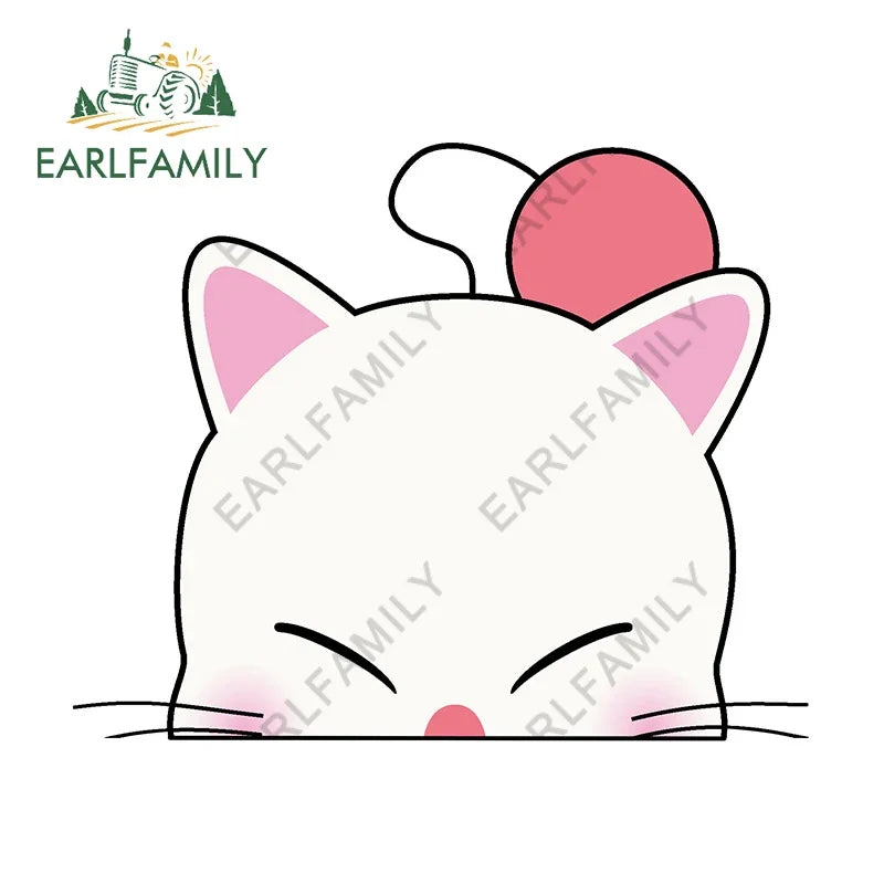 EARLFAMILY 13cm x 10cm Cartoon Moogle Peeker Car Sticker Mascot Chibi Big Head Decal Window Car Bumper Decoration