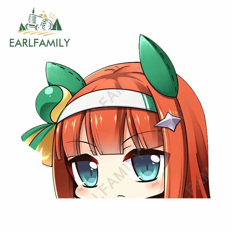 EARLFAMILY Anime Waifu Peeker Decal JDM Cartoon Girl Car Stickers Window Laptop Wall Decoration Auto Motorcycle Stickers