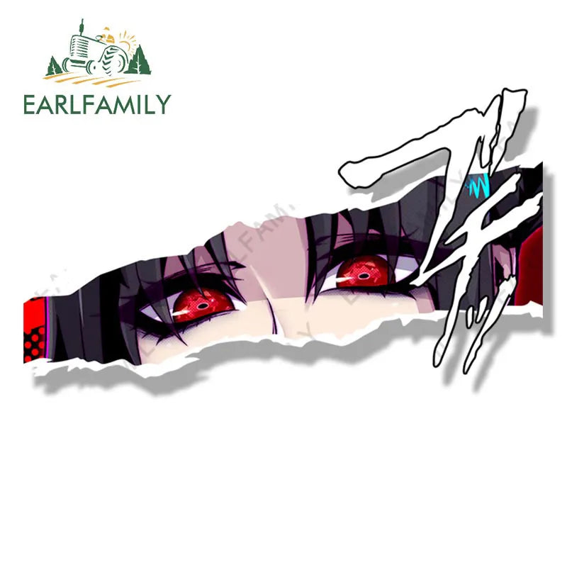 EARLFAMILY Gothic Punk Peeker Girl Car Sticker Fanart Decal Anime Waifu Decal JDM Peek Girl Graffiti Stickers Car Accessories