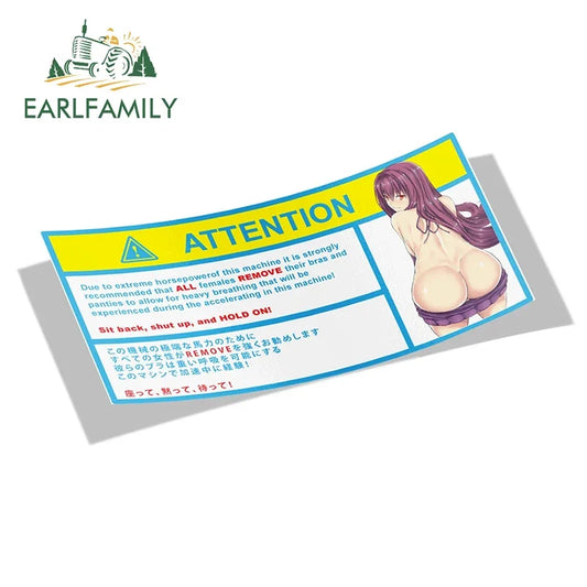 EARLFAMILY 13cm x 7.3cm Cartoon Girl Car Stickers for Warning Slap Stickers Anime Vinyl Car Window Bike Decal Car Accessories