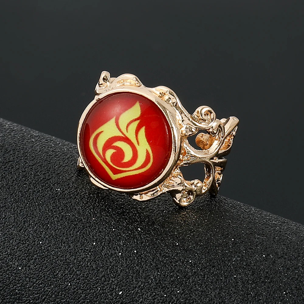 Genshin Impact Eye of God Adjustable Luminous Rings Elegant Vintage Style Jewelry Cosplay Props Clothing Accessories Fans Gifts