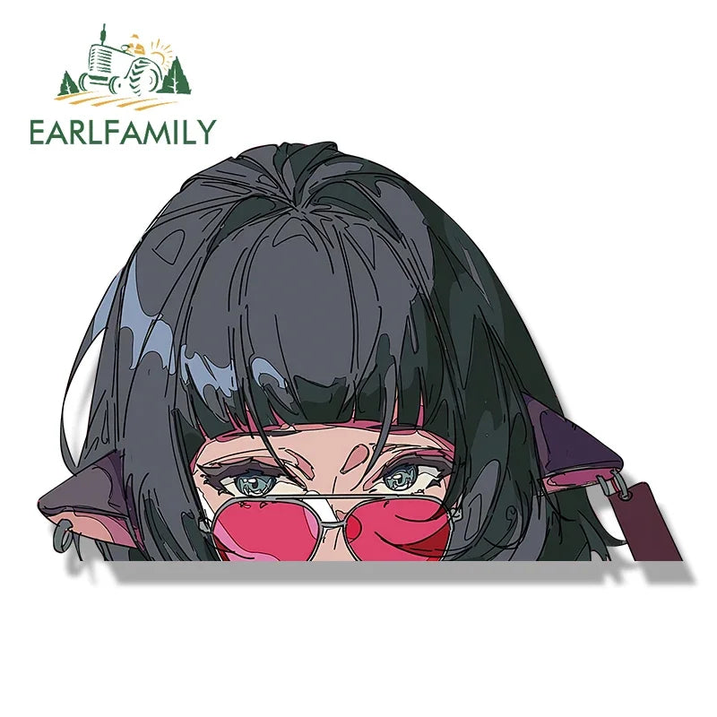 EARLFAMILY Agent Jane Doe Fanart Car Sticker Zenless Zone Zero Chibi Big Head Waifu Decal Cartoon Peek Girl Slap Stickers
