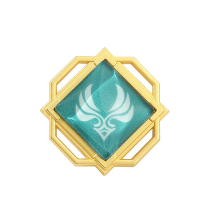 Genshin Impact Brooch – Luminous 7 Element Vision Badge, Metal Anime Pin Prop for Cosplay, Collectible & Gifts