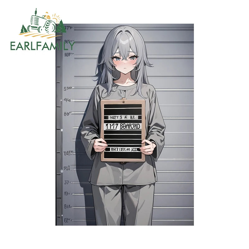 EARLFAMILY 13cm x 8.5cm Mia Fey Prisoner Car Sticker Anime Case #562378 LA County Police Department Decal Cartoon Car Styling