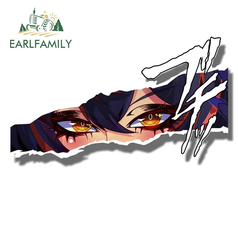EARLFAMILY Ahegao Zhu Yuan Fanart Car Sticker Zenless Zone Zero Chibi Big Head Waifu Decal NSFW Cartoon Peek Girl Slap Stickers