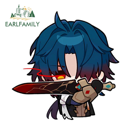 EARLFAMILY Chibi Blade Car Sticker Cartoon Big Head Anime Honkai Star Rail Scratch-Proof Decal JDM Car Racing Graffiti Stickers