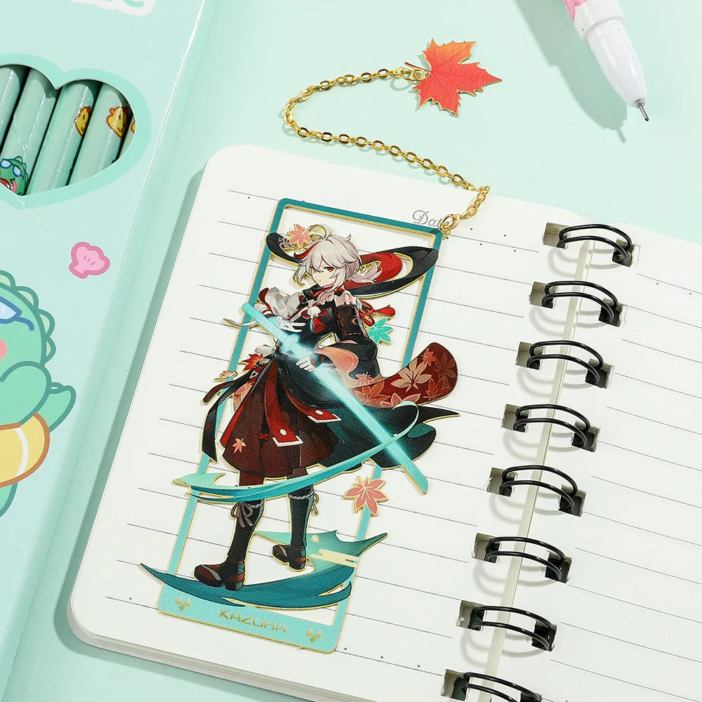 Genshin Impact Metal Bookmark – Elegant Anime Page Marker, Collectible Gift for Book Lovers & Fans