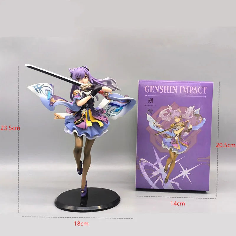 Genshin Impact Keqing Figure – 25cm PVC Anime Statue | Sword Swing Battle Pose Collectible