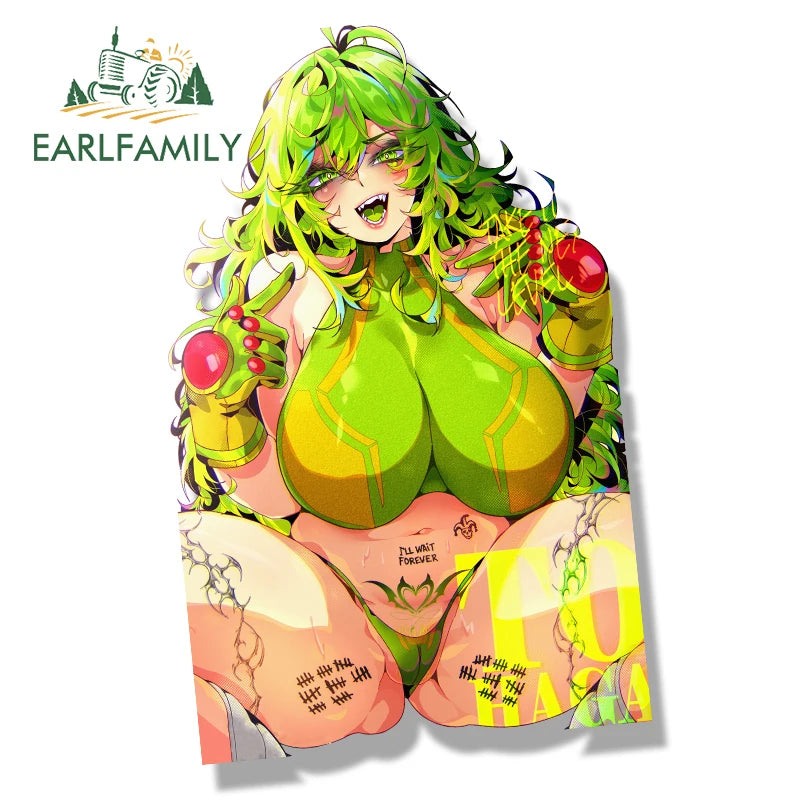 EARLFAMILY Ahegao Toru Hagakure Fanart Car Sticker Invisible Girl Sketch Waifu Decal JDM Cartoon Peek Girl Graffiti Stickers