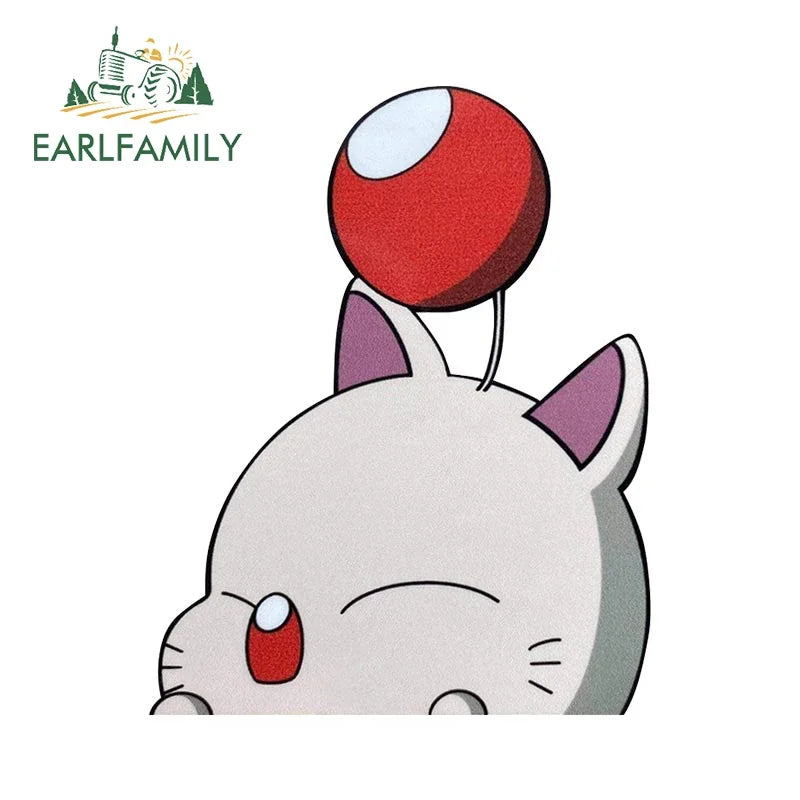 EARLFAMILY 13cm x 10cm Cartoon Moogle Peeker Car Sticker Mascot Chibi Big Head Decal Window Car Bumper Decoration