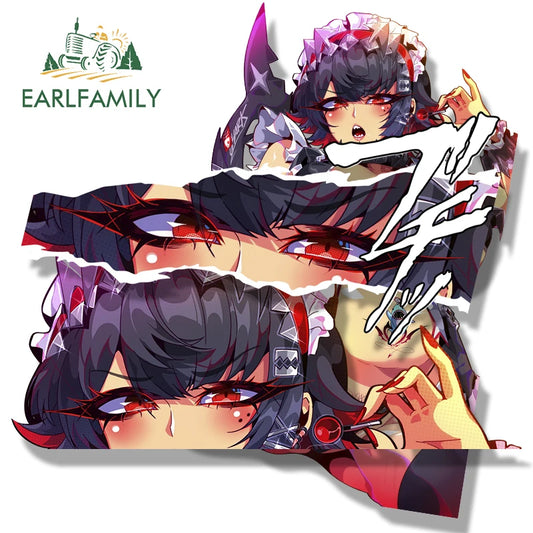 EARLFAMILY Ahegao Gyaru Ellen Joe Fanart Car Sticker Zenless Zone Zero Chibi Big Head Waifu Decal Cartoon Peek Girl Slap Sticker