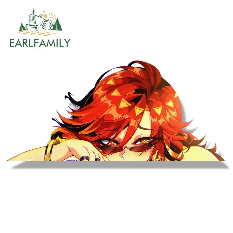 EARLFAMILY Bikini Mavuika Fanart Car Sticker Hot Genshin Impact Chibi Big Head Waifu Decal JDM Graffiti Helmet Peeker Stickers