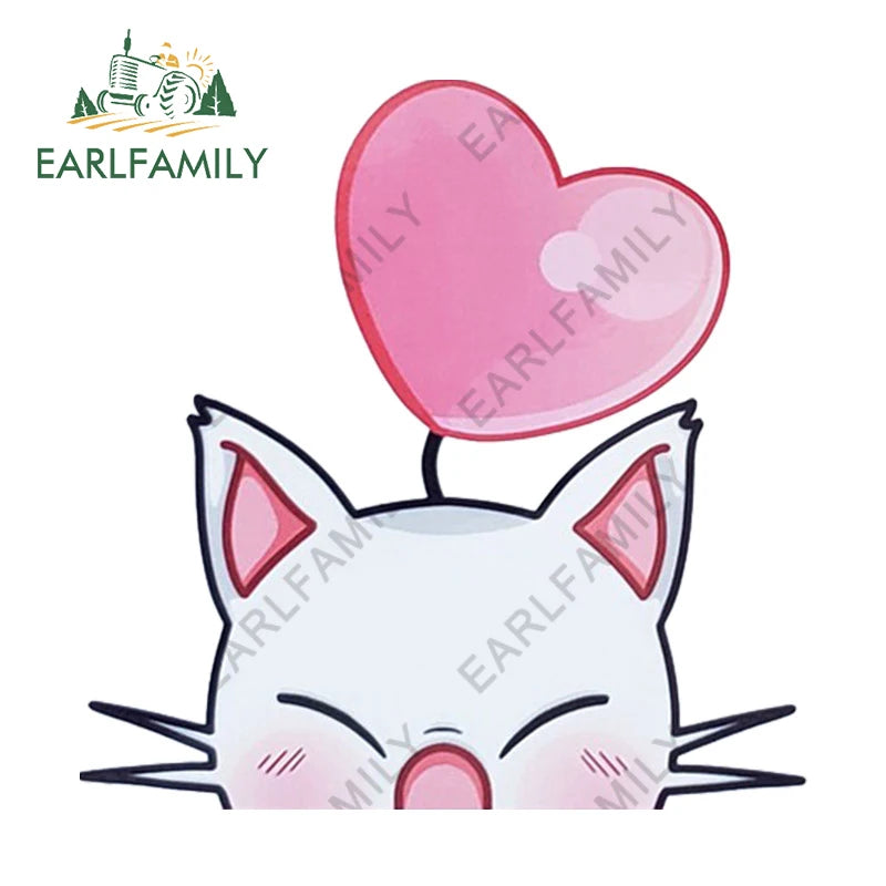 EARLFAMILY 13cm x 10cm Cartoon Moogle Peeker Car Sticker Mascot Chibi Big Head Decal Window Car Bumper Decoration
