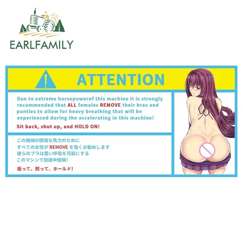 EARLFAMILY 13cm x 7.3cm Cartoon Girl Car Stickers for Warning Slap Stickers Anime Vinyl Car Window Bike Decal Car Accessories