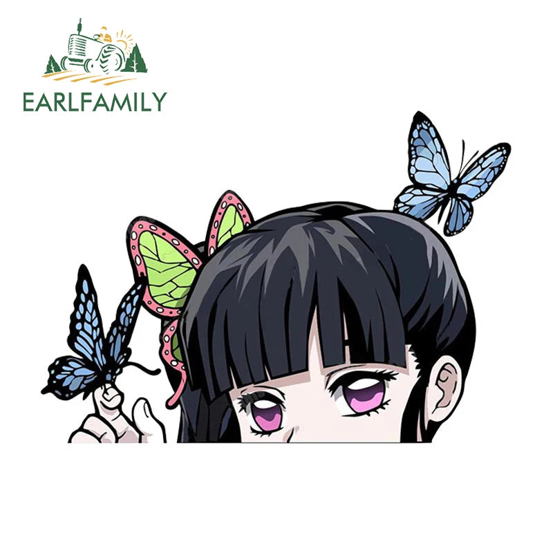 EARLFAMILY 3D INOSUKE HASHIBIRA FIGHT ME Anime Peeking Car Sticker Motorcycle Car Bumper Decal Cartoon Car Wrap