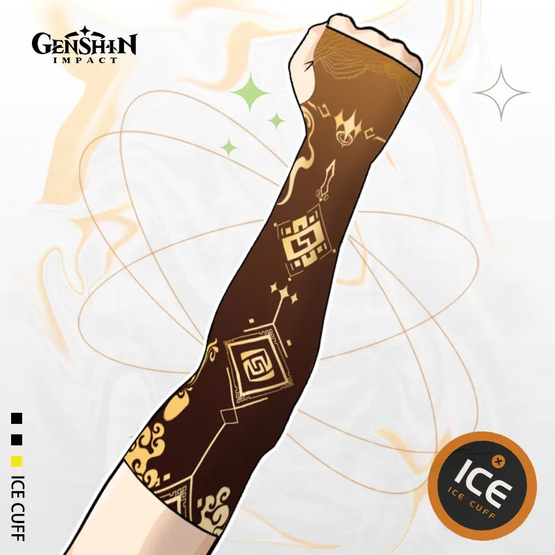 Game Impact Arm Sleeves Ice Silk Fabric Breathable Quick Dry Running Sportswear Sun UV Protection Long Arm Cover Arm Sleeves