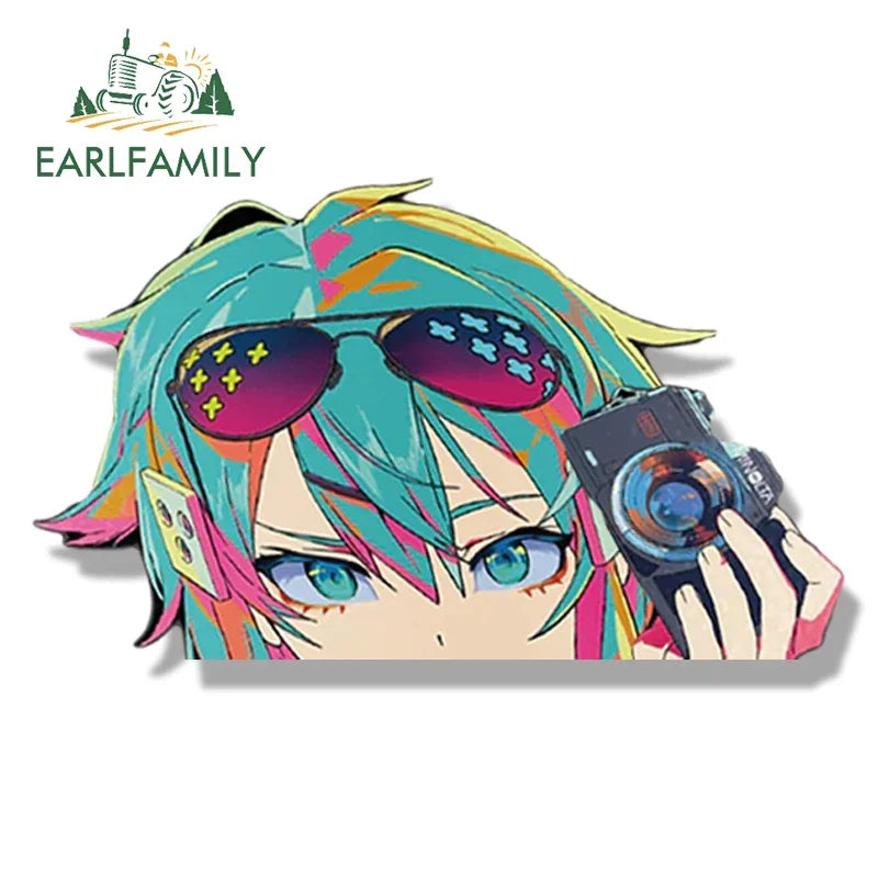 EARLFAMILY Streetwear Asada Shino Fanart Car Sticker Anime Sketch Waifu Decal JDM Cartoon Peeker Girl Stickers Car Wrap