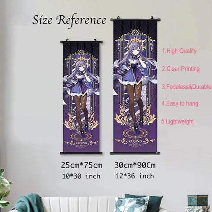 Genshin Impact Poster – Canvas Wall Art Scroll Painting, Hot Game Prints for Home Decoration