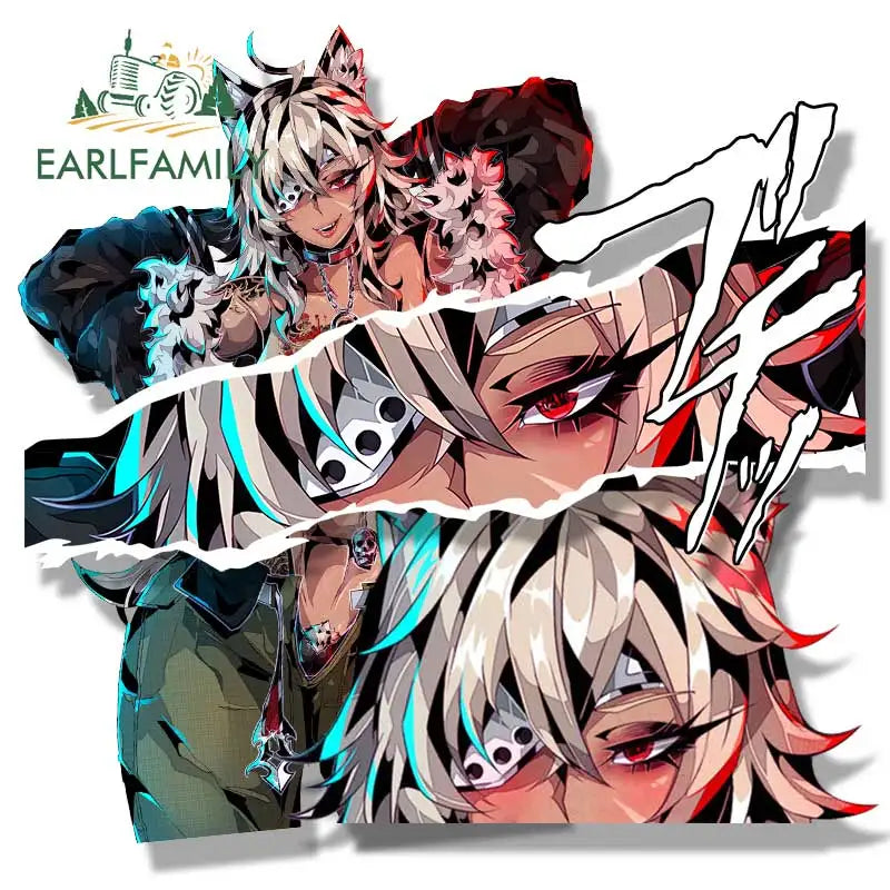 EARLFAMILY Ahegao Ghislaine Fanart Car Sticker Anime Window Trunk Decal JDM Peek Girl Graffiti Stickers Car Accessories