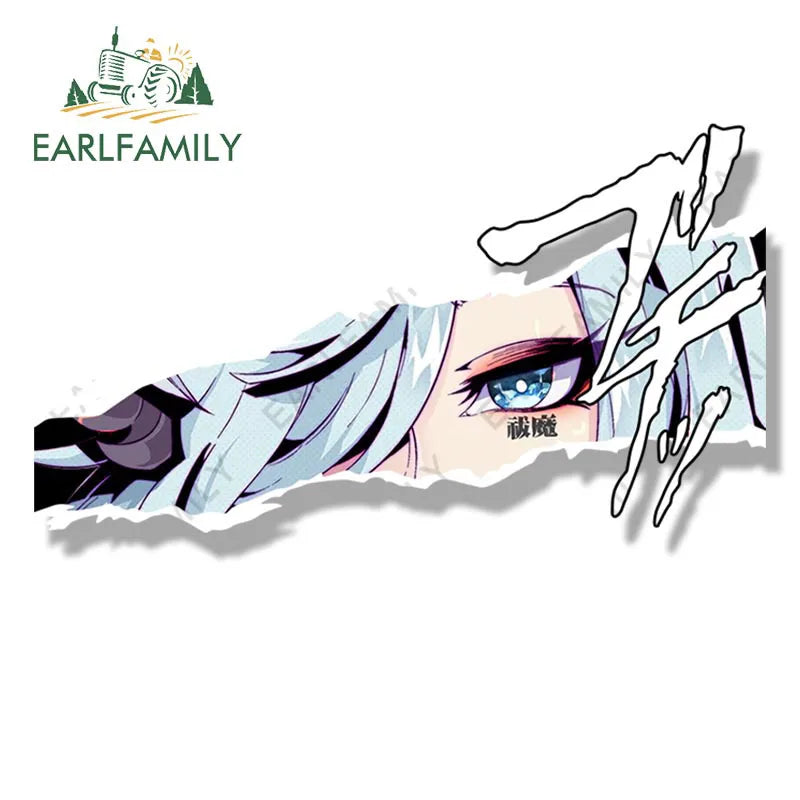 EARLFAMILY Street Punk Shenhe Peeker Car Sticker Anime Genshin Impact Waifu Fanart Decal JDM Cartoon Peek Girl Stickers