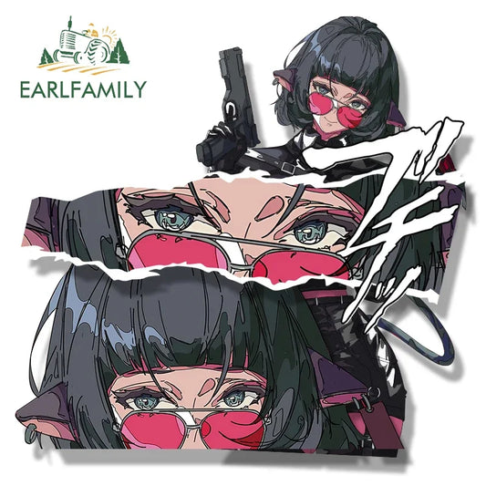 EARLFAMILY Agent Jane Doe Fanart Car Sticker Zenless Zone Zero Chibi Big Head Waifu Decal Cartoon Peek Girl Slap Stickers
