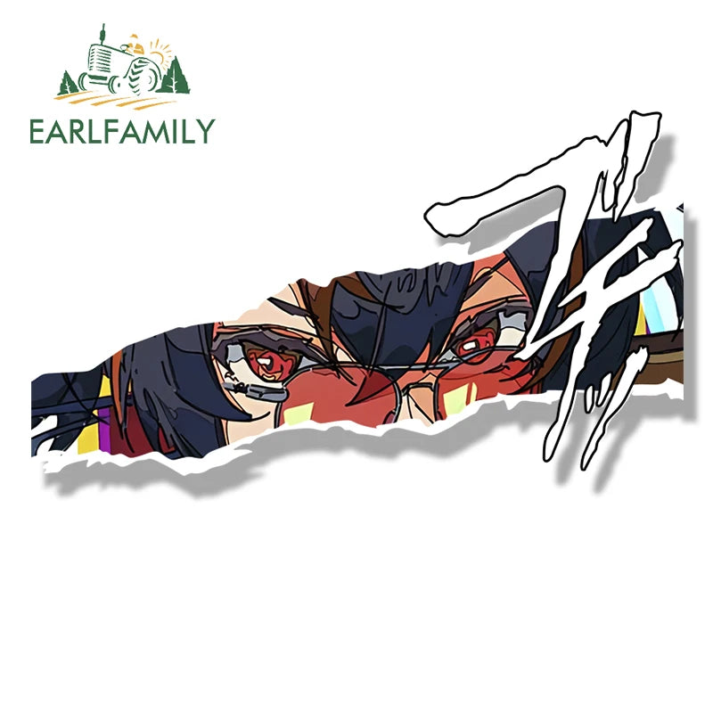 EARLFAMILY Zenless Zone Zero Zhu Yuan Fanart Car Sticker Anime Sketch Waifu Decal Cartoon Peek Girl Stickers Car Accessories