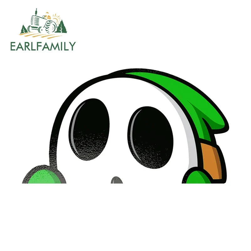EARLFAMILY 13cm x 9cm Cartoon Shy Guy Peeker Car Sticker Chibi Big Head Decal JDM Window Car Bumper Graffiti Decoration