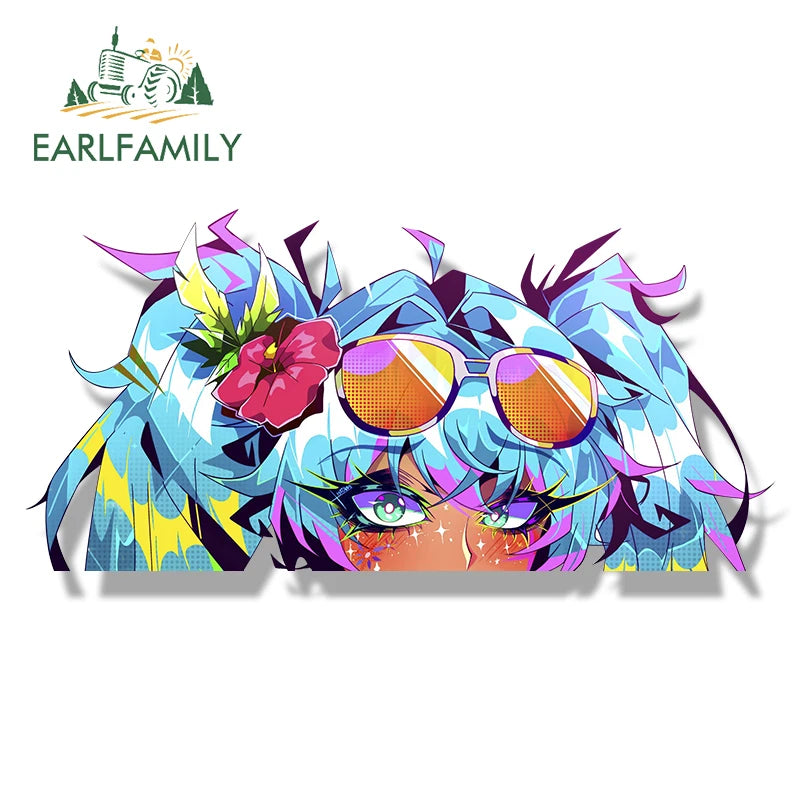 EARLFAMILY Brazil Mommy Fanart Car Sticker Creative Brasilena Chibi Big Head Waifu Decal NSFW Cartoon Peek Girl Slap Stickers