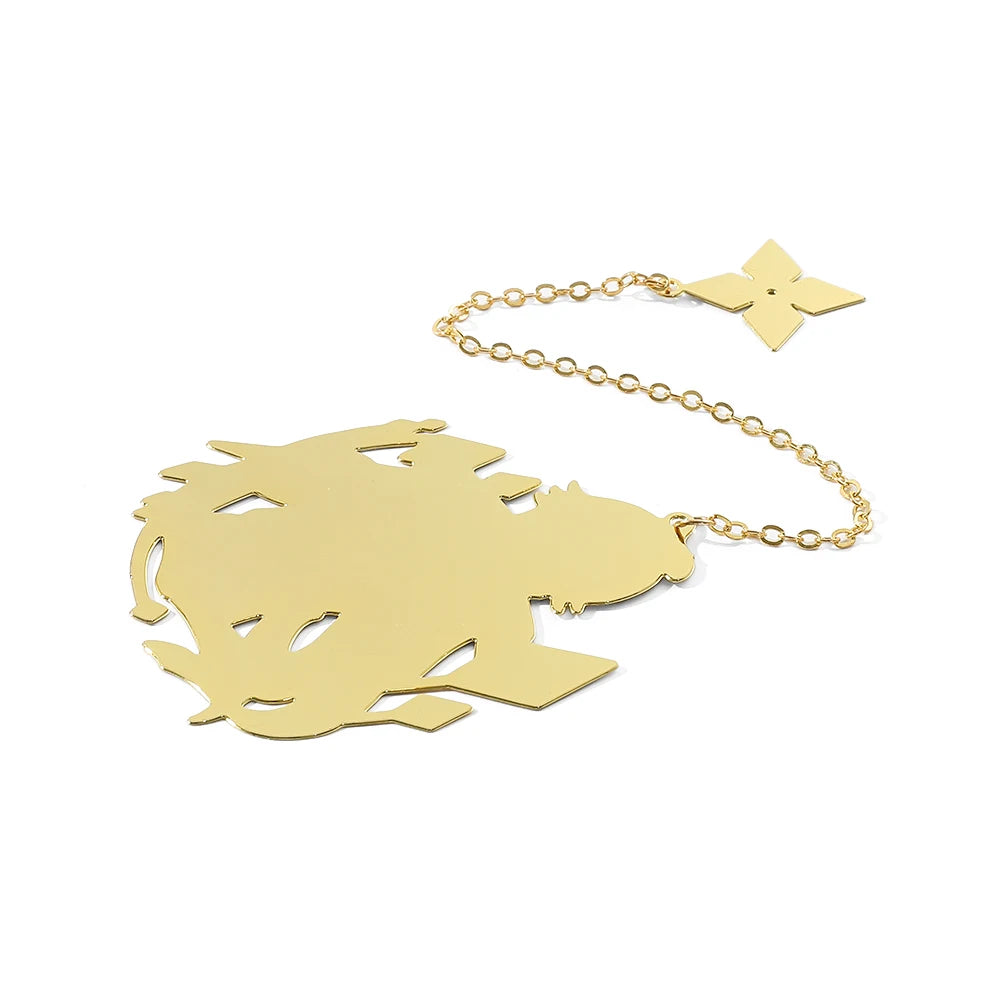 Genshin Impact Metal Bookmarks – Elegant Hollow-Out Chain Pendant, Collectible Souvenir Gift