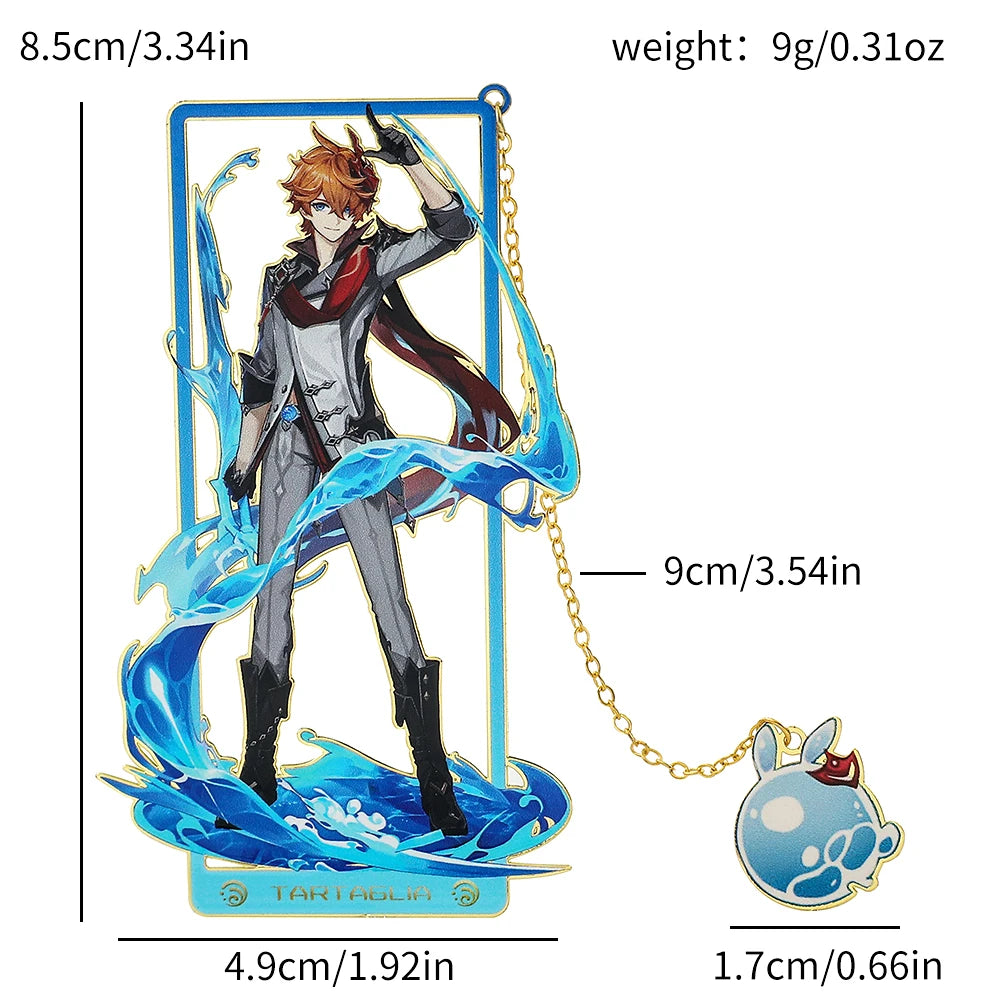Genshin Impact Metal Bookmark – Elegant Anime Page Marker, Collectible Gift for Book Lovers & Fans