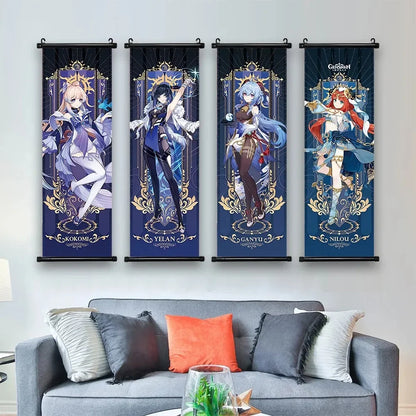 Genshin Impact Poster – Canvas Wall Art Scroll Painting, Hot Game Prints for Home Decoration