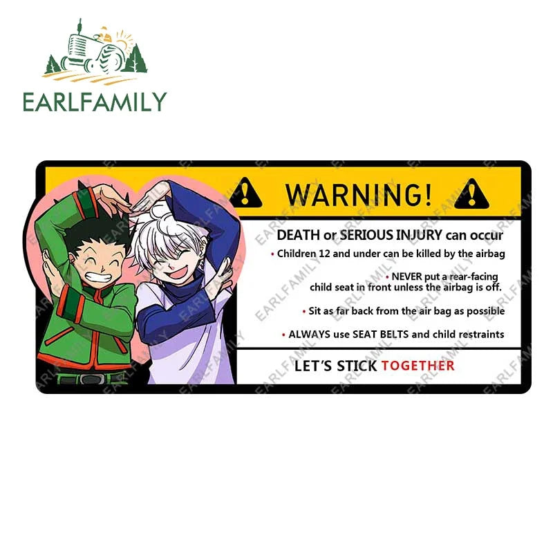 EARLFAMILY 15cm x 8.2cm Cartoon Anime Car Sticker for GON FREECSS Warning Decal Vinyl JDM Window Trunk Stickers Car Wrap