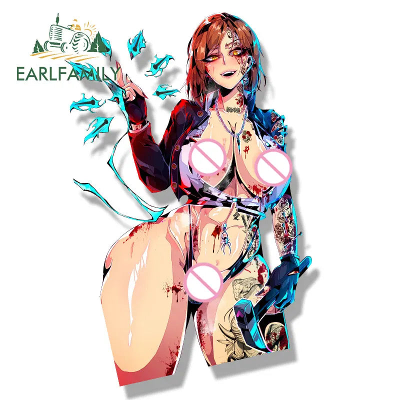 EARLFAMILY Gothic Punk Kugisaki Nobara Fanart Car Sticker Anime Waifu Decal JDM Cartoon Peeker Graffiti Stickers Car Wrap