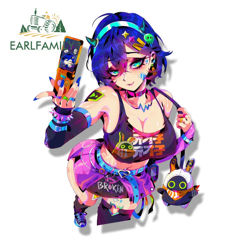EARLFAMILY Punk Belle Fanart Car Sticker Zenless Zone Zero Sketch Waifu Peek Decal JDM Cartoon Girl Graffiti Slap Stickers
