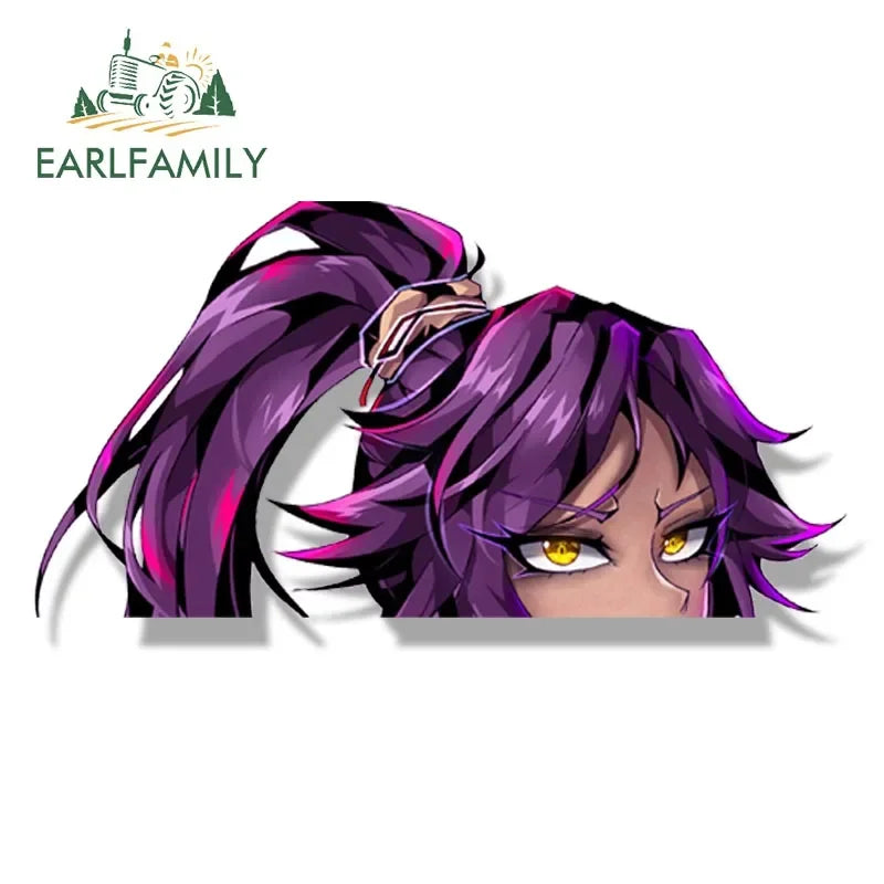 EARLFAMILY Gothic Tattoo Shihouin Yoruichi Fanart Car Sticker Anime Waifu Decal JDM Cartoon Peeker Girl Graffiti Stickers