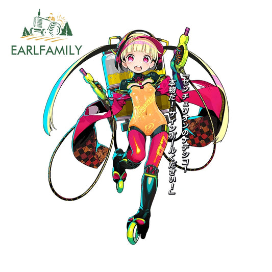 EARLFAMILY Lovely Beer Girl Car Sticker Cartoon Lori Car Styling Creative Decal Beer Bottle Toolbox Refrigerator Decoration
