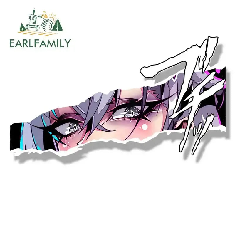 EARLFAMILY Streetwear Silver Wolf Fanart Car Sticker Honkai Star Rail Sketch Waifu Decal JDM Cartoon Peek Girl Graffiti Stickers