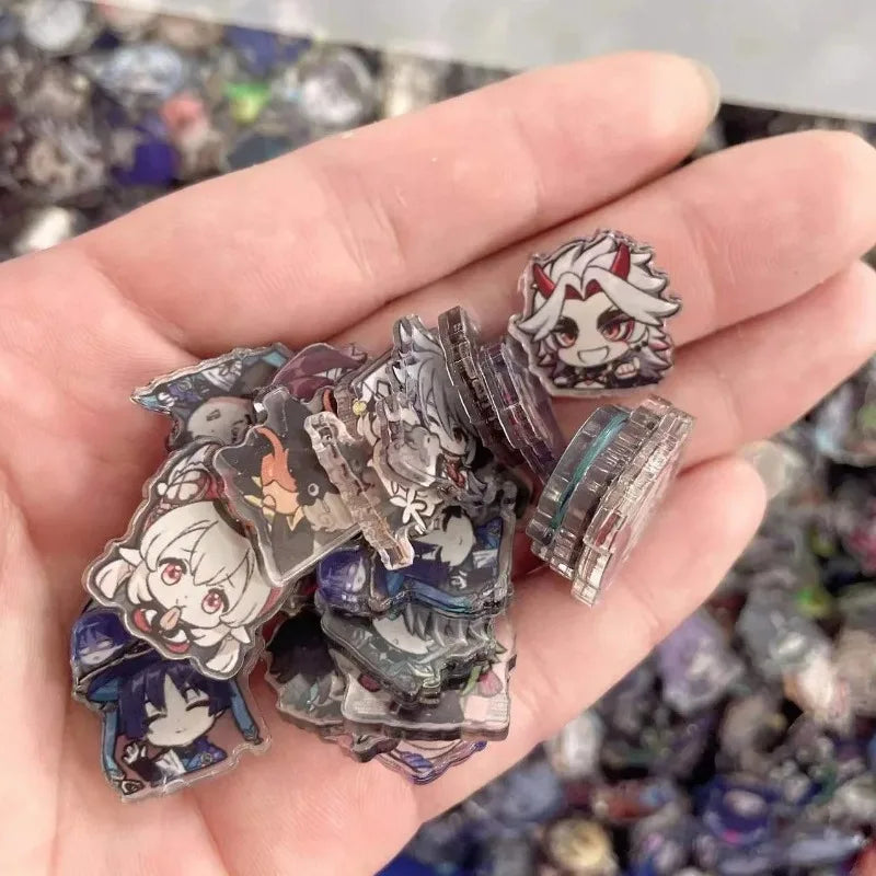 100Pcs Random Genshin Impact Acrylic Patch DIY Bag Jewelry Crafts Accessories for Keychain Brooch Phone Case Anime 2cm Ornament
