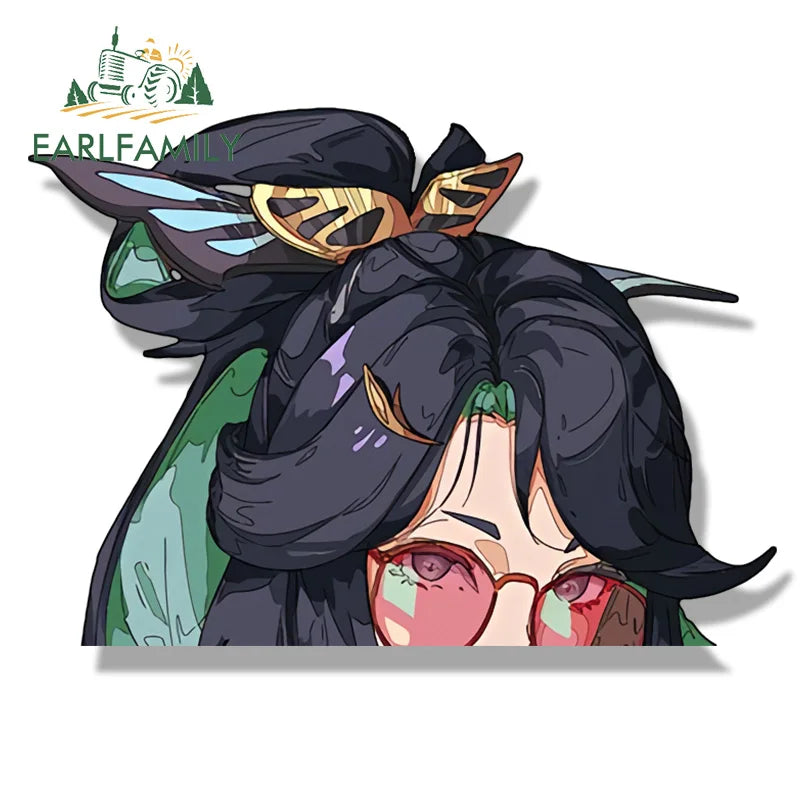 EARLFAMILY Xianyun Fanart Car Sticker Genshin Impact Tattoo Chibi Big Head Decal Cartoon Peeker Waifu Graffiti Slap Stickers