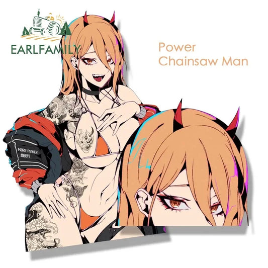 EARLFAMILY Gyaru Bikini Power Car Sticker Anime Fanart Waifu Decal JDM Window Trunk Decor Cartoon Peek Girl Stickers Car Wrap