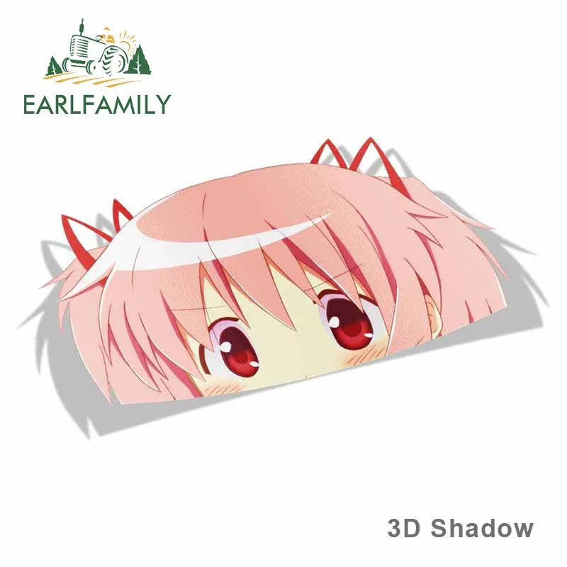 EARLFAMILY 13cm x 7.6cm Peek Girl Anime Big Head Vinyl Cartoon Peeker Car Sticker JDM Window Trunk Decal Car Accessories