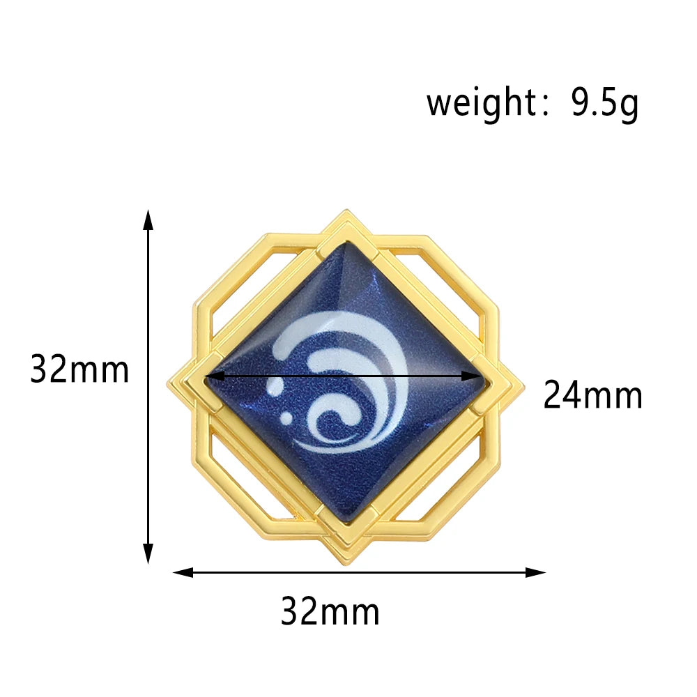 Genshin Impact Brooch – Luminous 7 Element Vision Badge, Metal Anime Pin Prop for Cosplay, Collectible & Gifts