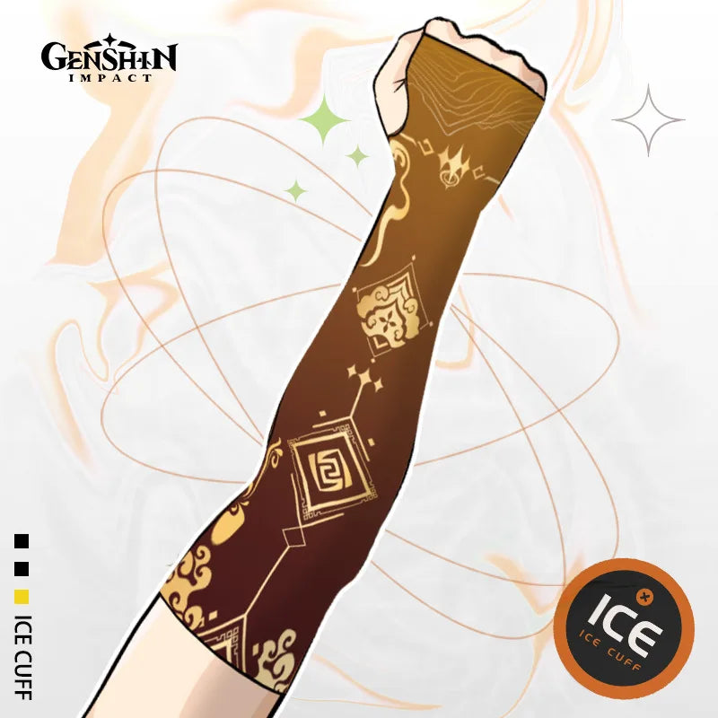 Game Impact Arm Sleeves Ice Silk Fabric Breathable Quick Dry Running Sportswear Sun UV Protection Long Arm Cover Arm Sleeves