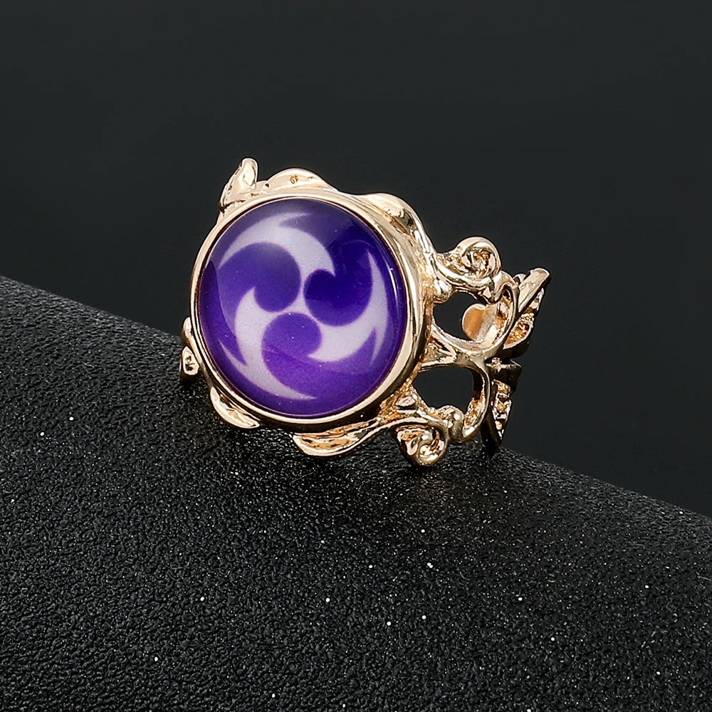 Genshin Impact Eye of God Adjustable Luminous Rings Elegant Vintage Style Jewelry Cosplay Props Clothing Accessories Fans Gifts