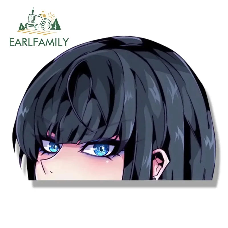 EARLFAMILY Gothic Kiryuuin Satsuki Peeker Car Sticker Janpan Anime Sketch Waifu Decal JDM Cartoon Peek Girl Fanart Stickers