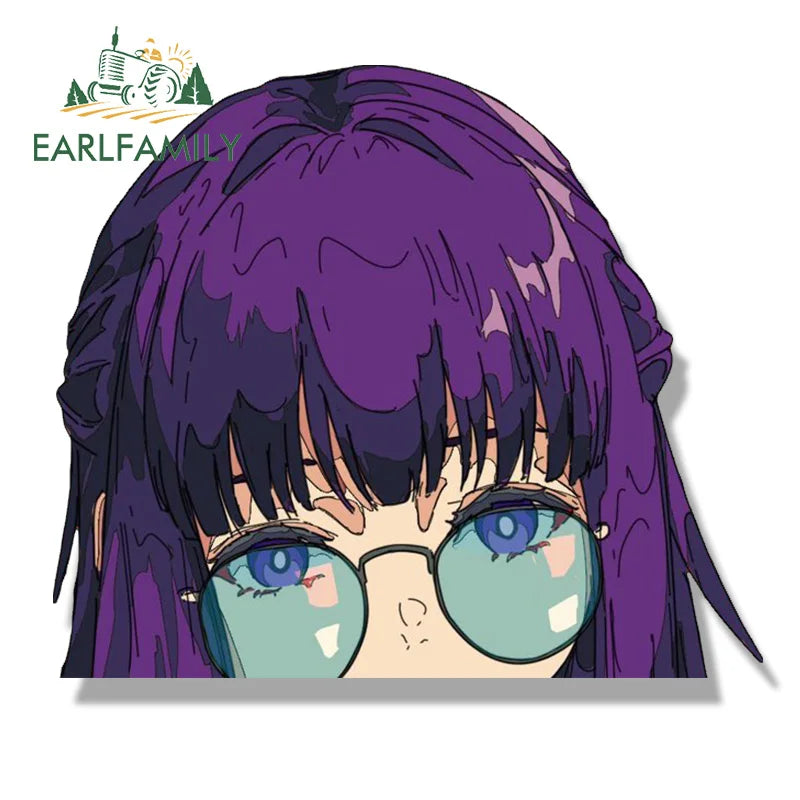 EARLFAMILY Gothic Fern Car Sticker Hot Anime Chibi Big Head Waifu Slap Decal JDM Cartoon Peek Girl Graffiti Stickers Car Styling
