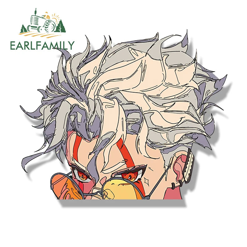 EARLFAMILY Streetwear Okarun Fanart Car Sticker Hot Anime Turbo Granny Cat Decal JDM Graffiti Helmet Peek Stickers Car Wrap