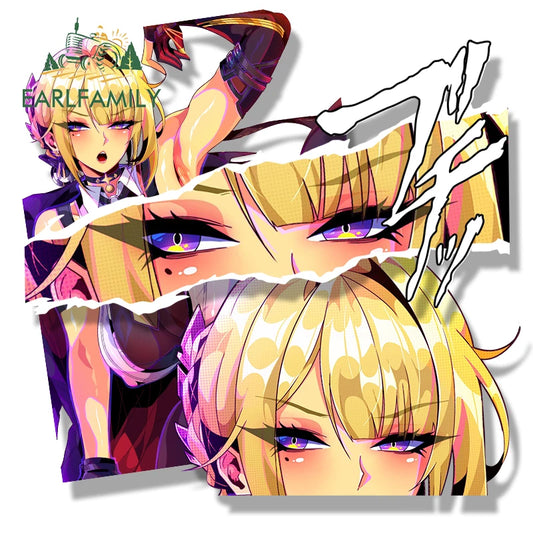 EARLFAMILY Ahegao Evelyn Fanart Car Sticker Zenless Zone Zero Sketch Waifu Decal JDM Funny Peek Girl Graffiti Slap Stickers