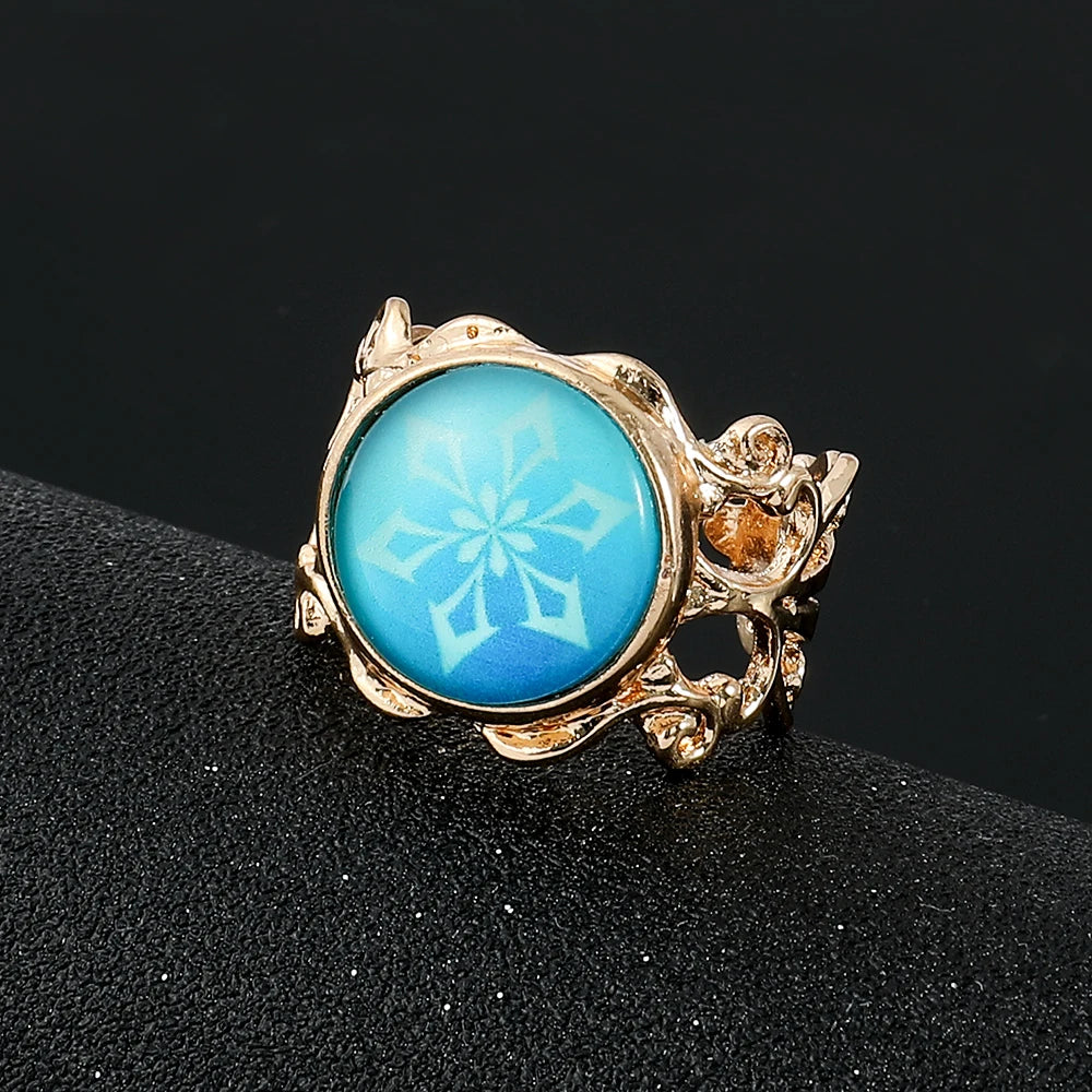 Genshin Impact Eye of God Adjustable Luminous Rings Elegant Vintage Style Jewelry Cosplay Props Clothing Accessories Fans Gifts