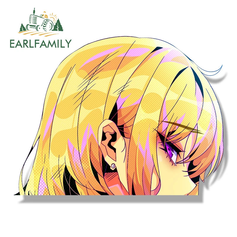 EARLFAMILY Gyaru Cha Hae in Fanart Car Sticker Anime Solo Leveling Waifu Decal JDM Funny Peek Girl Graffiti Slap Stickers